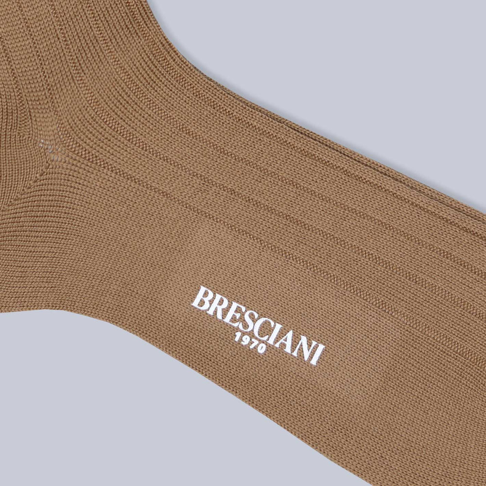 Camel Ribbed Ankle Length Wool Socks