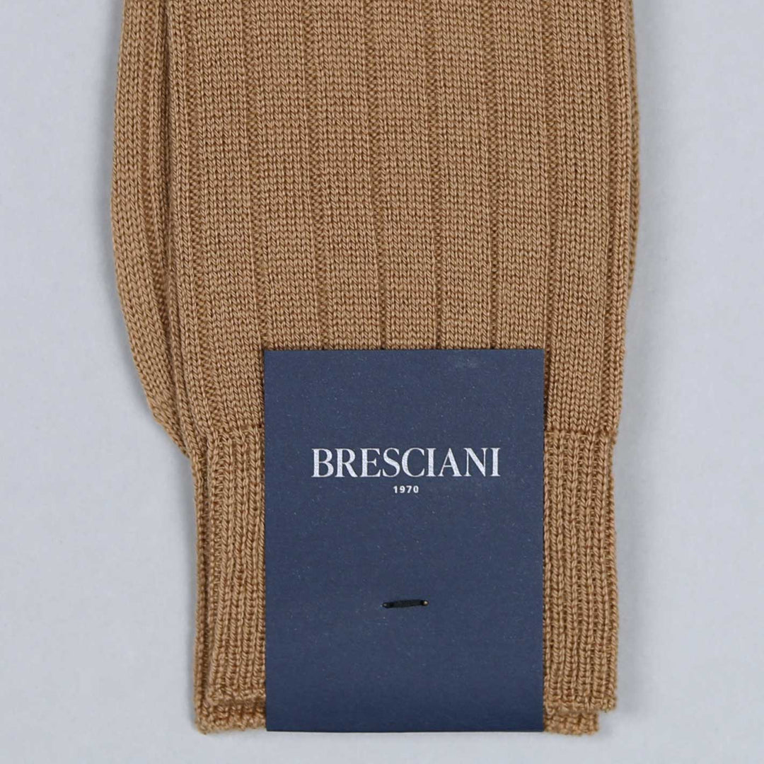 Camel Ribbed Ankle Length Wool Socks