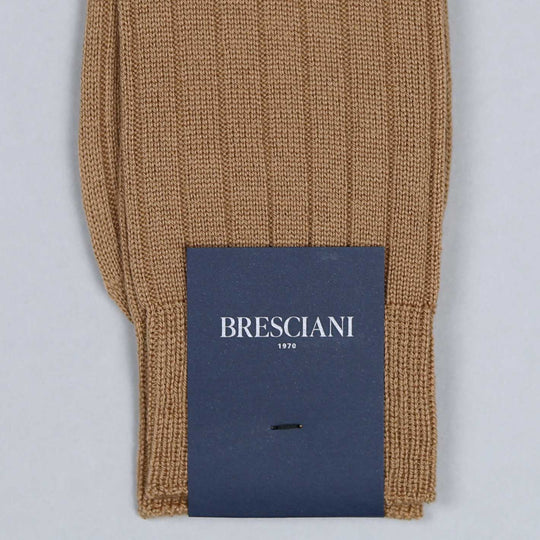 Camel Ribbed Ankle Length Wool Socks