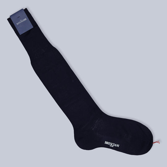 Navy Wool Blend Over The Calf Socks