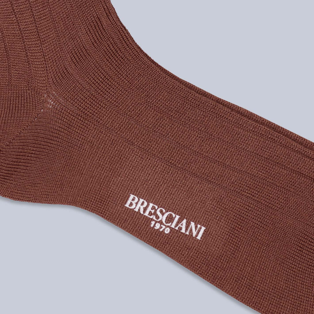 Rust Brown Ribbed Ankle Length Wool Socks