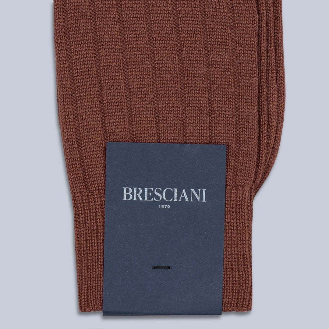 Rust Brown Ribbed Ankle Length Wool Socks