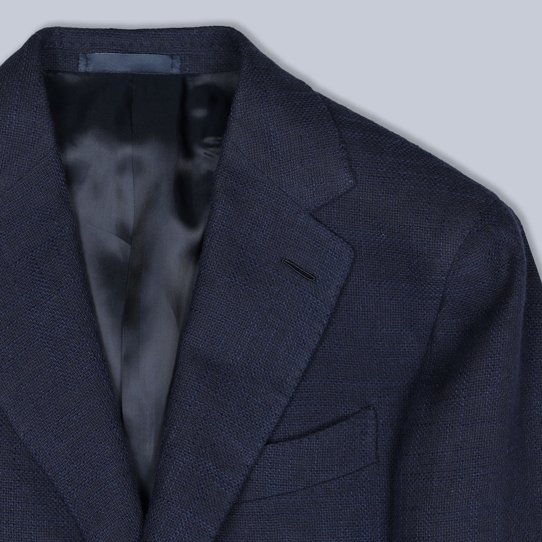 Dark Blue Heavy Linen Cotton Blazer