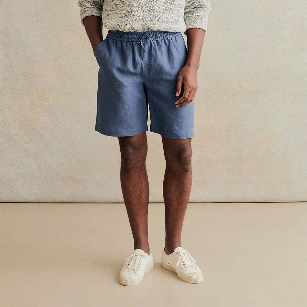Pastel Blue Belgian Linen Shorts