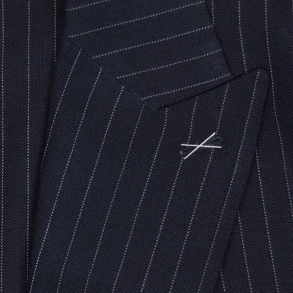 Navy Pinstripe Peak Lapel Wool Suit