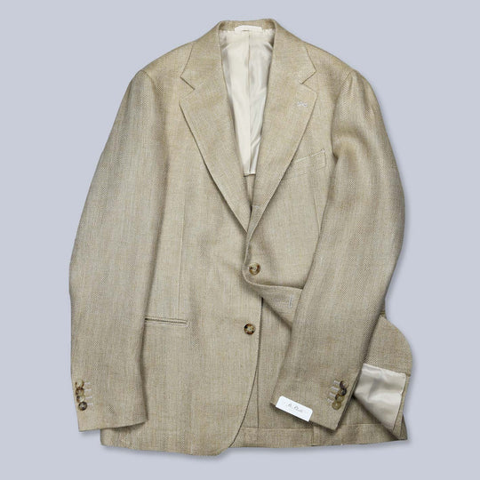 Wheat Herringbone Heavy Linen Blazer