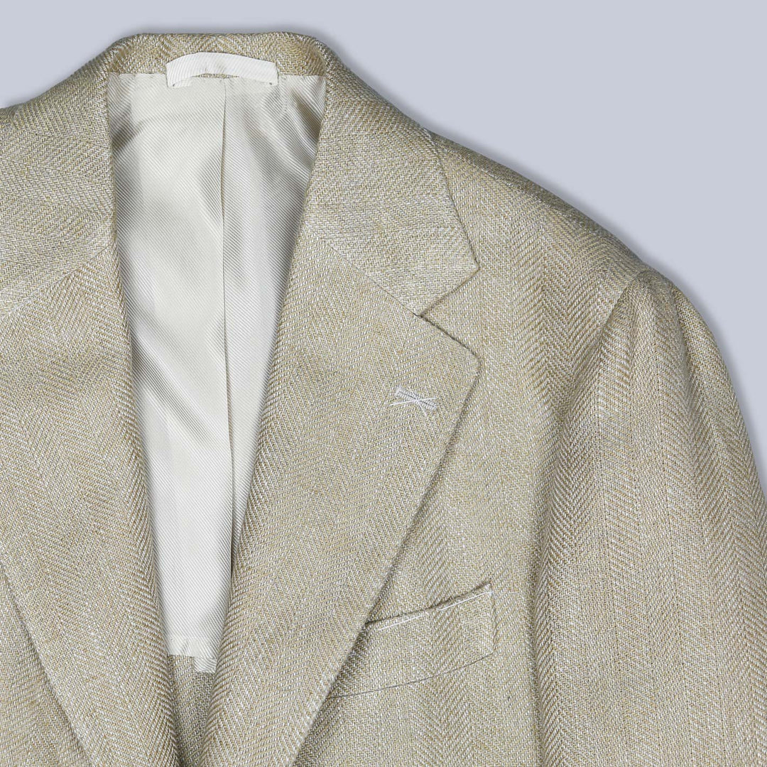 Wheat Herringbone Heavy Linen Blazer