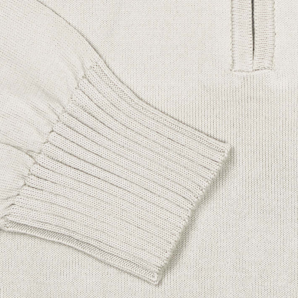 Beige Cotton Half Zip Sweater