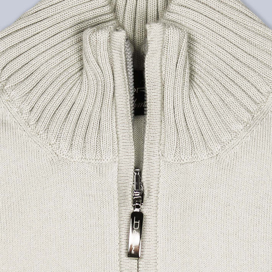 Beige Cotton Half Zip Sweater