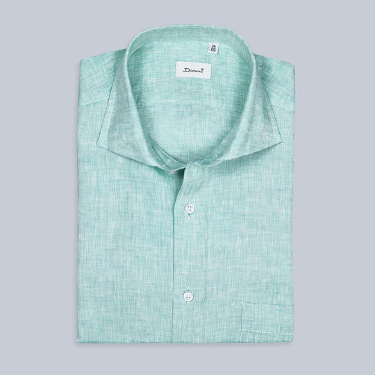 Jade Green Linen Short Sleeve Shirt