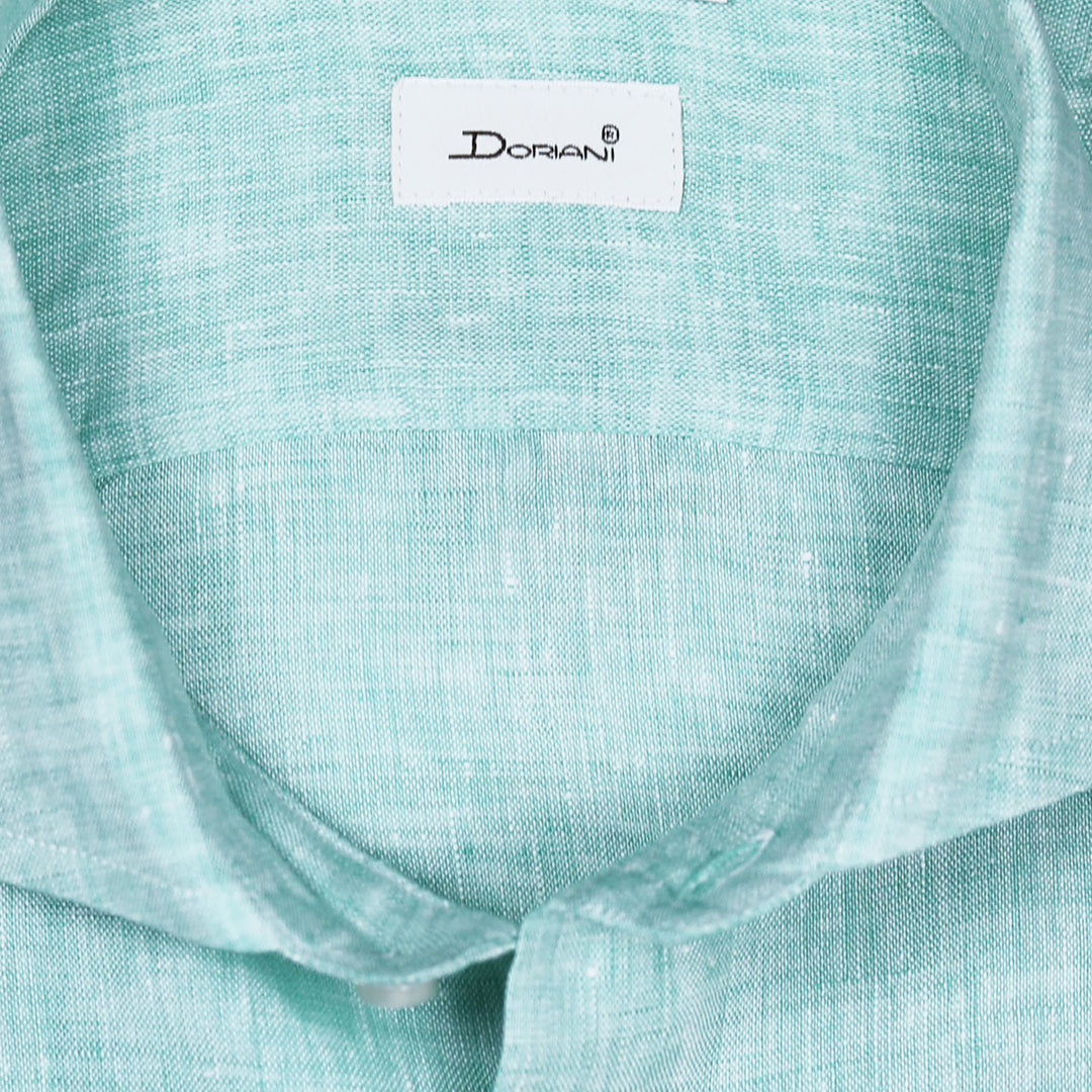 Jade Green Linen Short Sleeve Shirt
