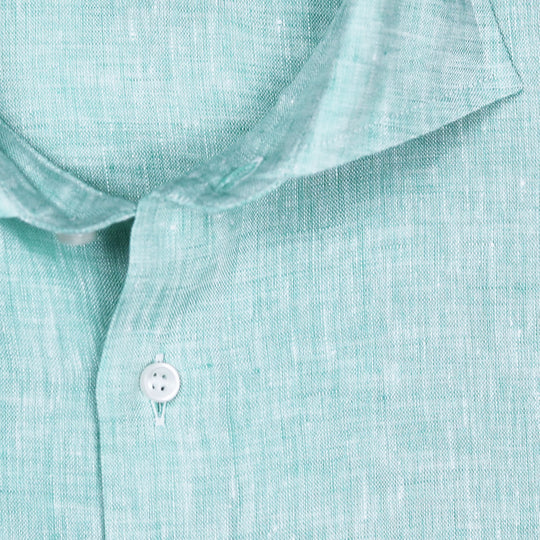 Jade Green Linen Short Sleeve Shirt