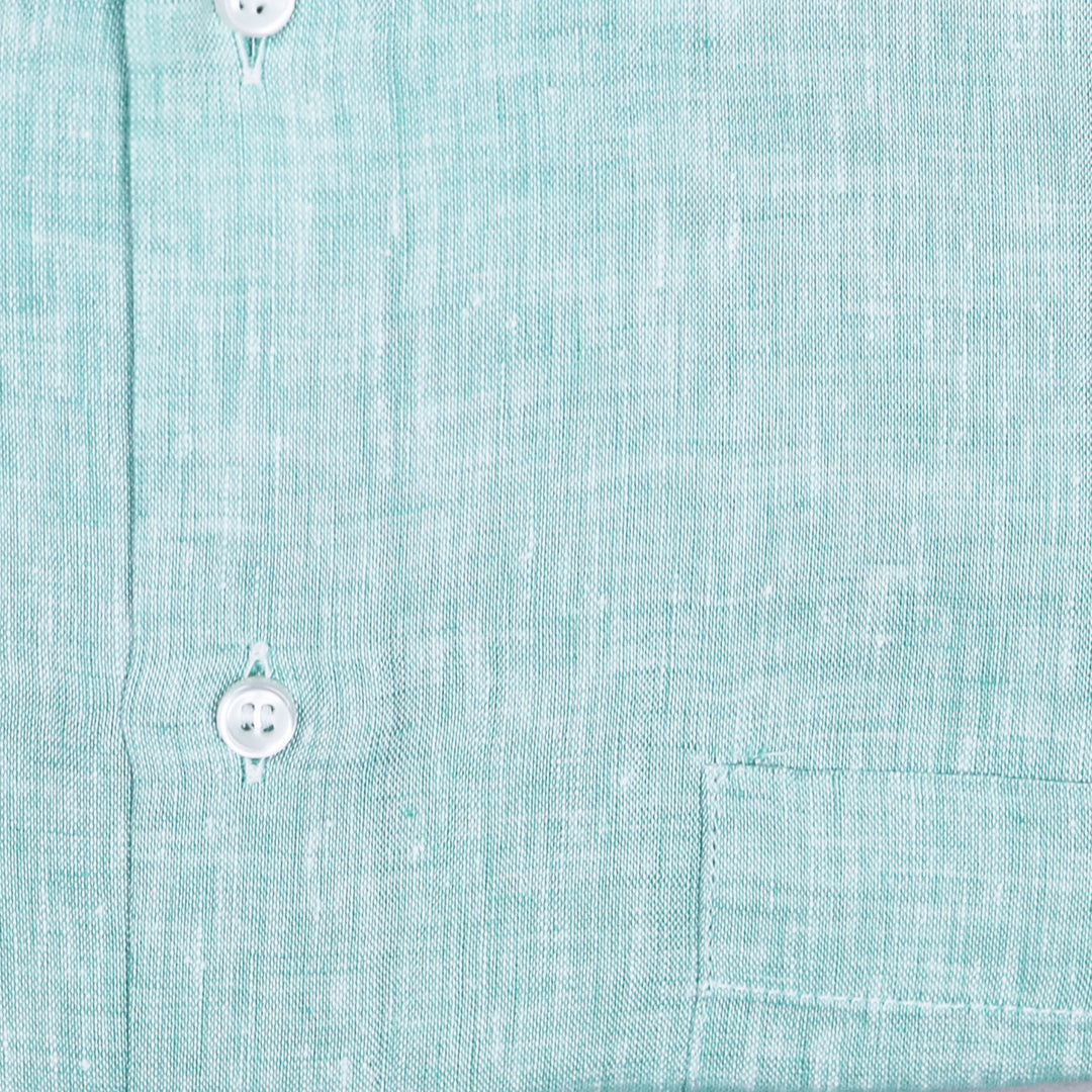 Jade Green Linen Short Sleeve Shirt