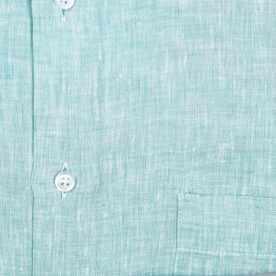 Jade Green Linen Short Sleeve Shirt