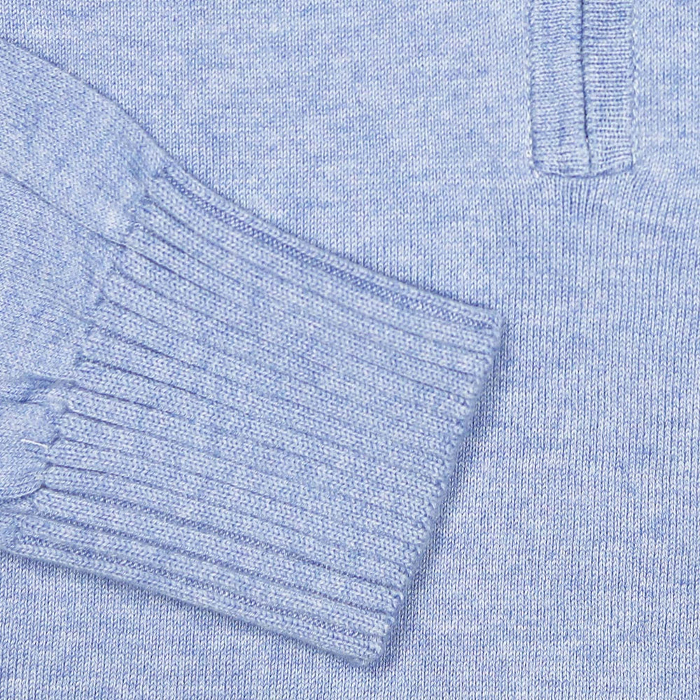 Light Blue Cotton Half Zip Sweater
