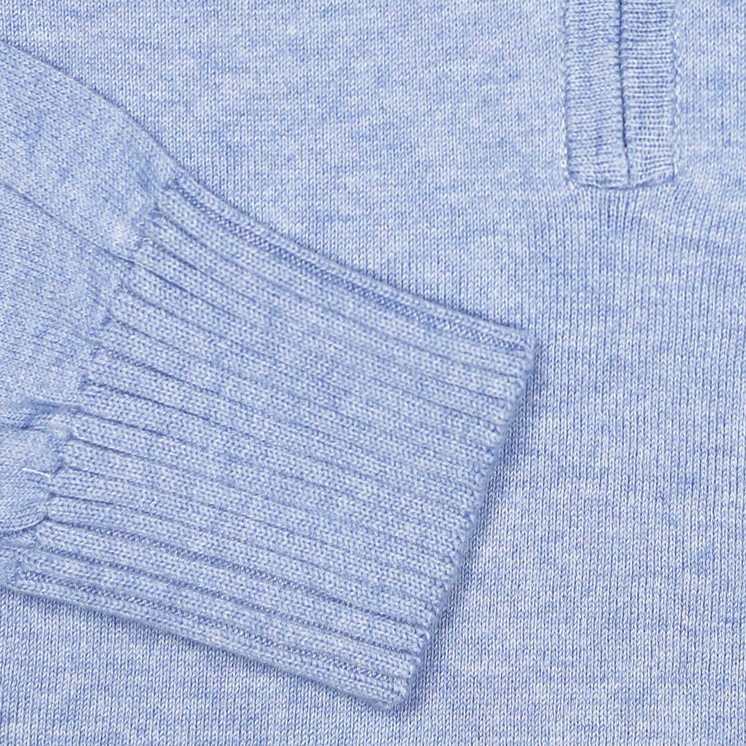 Light Blue Cotton Half Zip Sweater