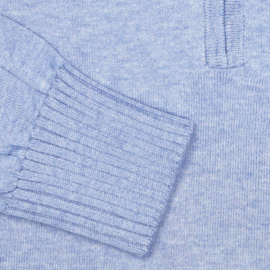 Light Blue Cotton Half Zip Sweater