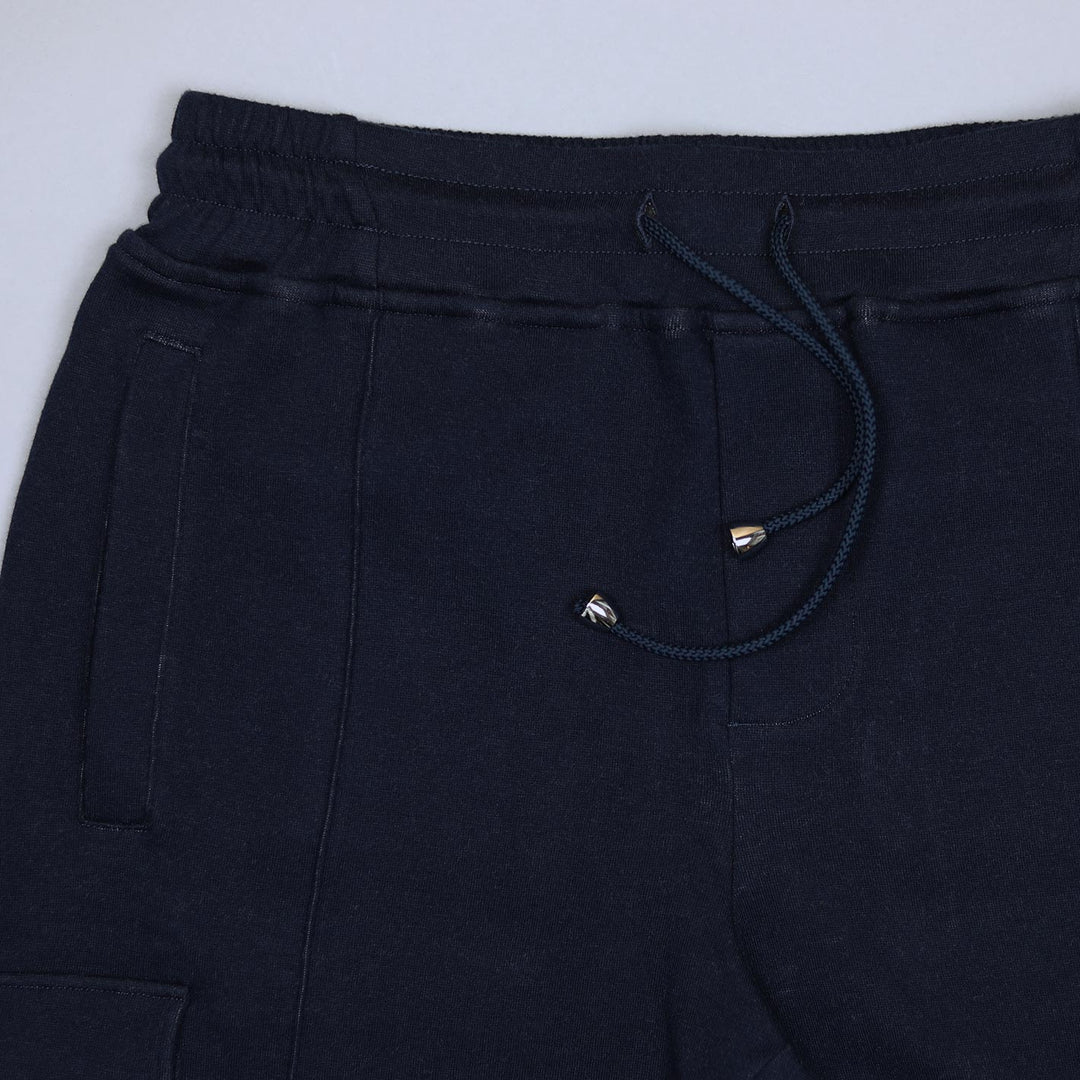 Navy Cotton Jersey Lounge Cargo Trousers
