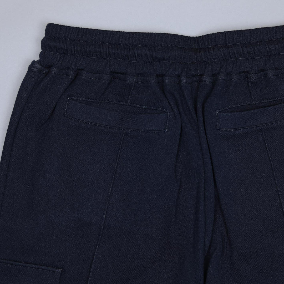 Navy Cotton Jersey Lounge Cargo Trousers