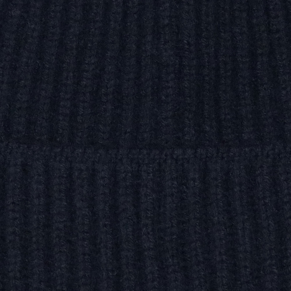 Navy Ribbed Cashmere Beanie