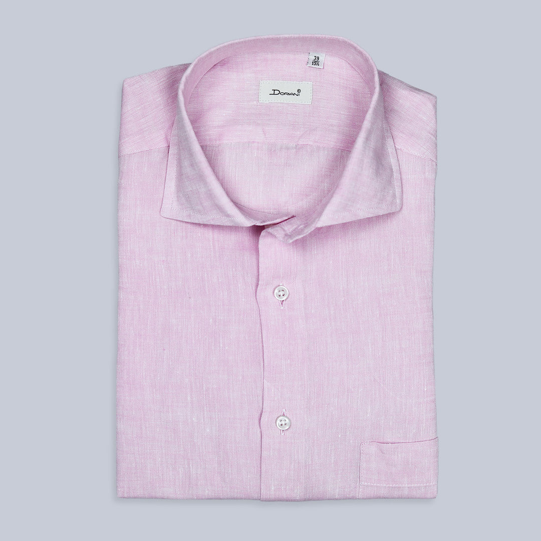 Pink Linen Short Sleeve Shirt