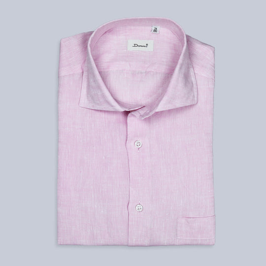 Pink Linen Short Sleeve Shirt