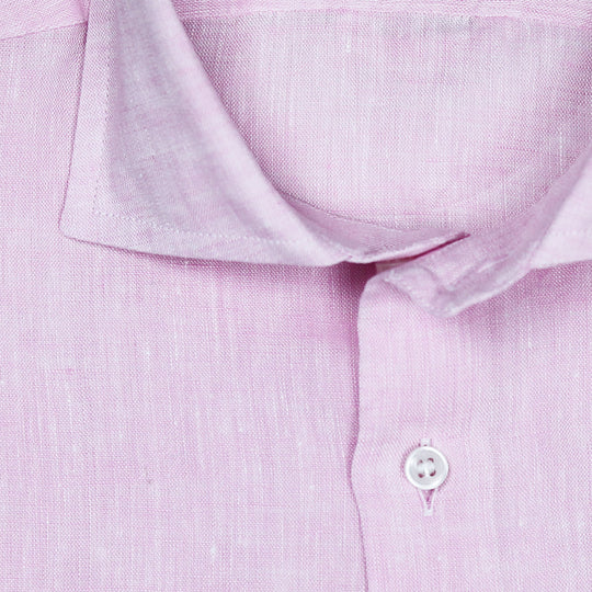 Pink Linen Short Sleeve Shirt