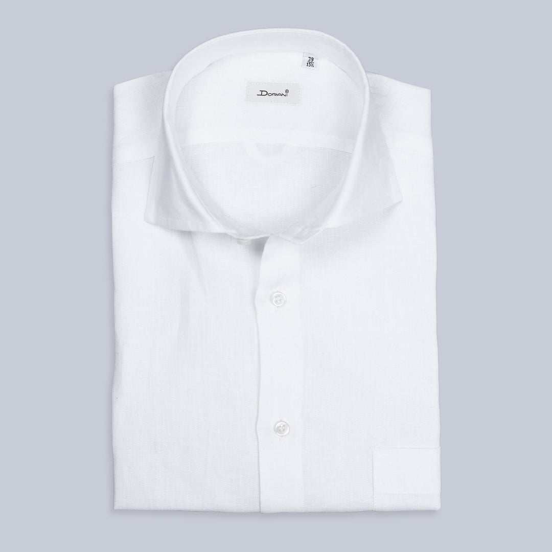 White Linen Short Sleeve Shirt