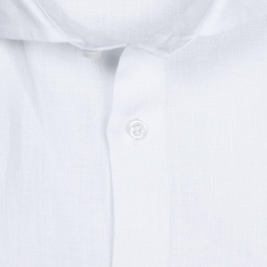 White Linen Short Sleeve Shirt