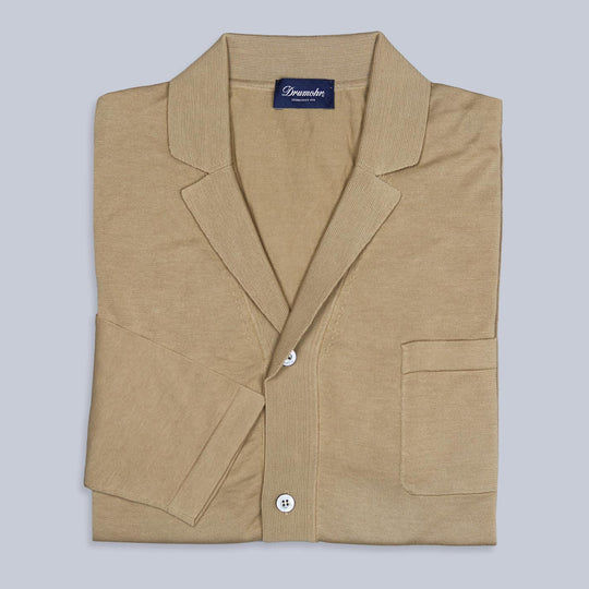 Beige Long Sleeve Knitted Resort Shirt