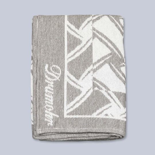 Beige White Patterned Beach Towel