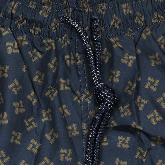 Navy Brown Printed Swim Shorts