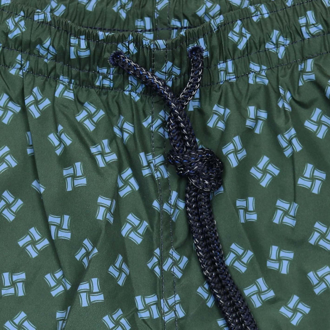 Green Blue Printed Swim Shorts