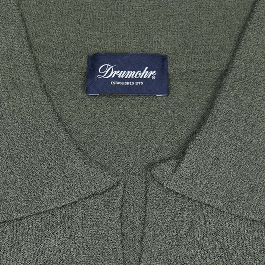 Green Cotton Blend Short Sleeve Polo Shirt
