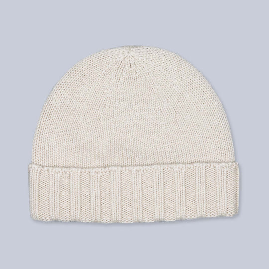 Light Beige Ribbed Cashmere Beanie