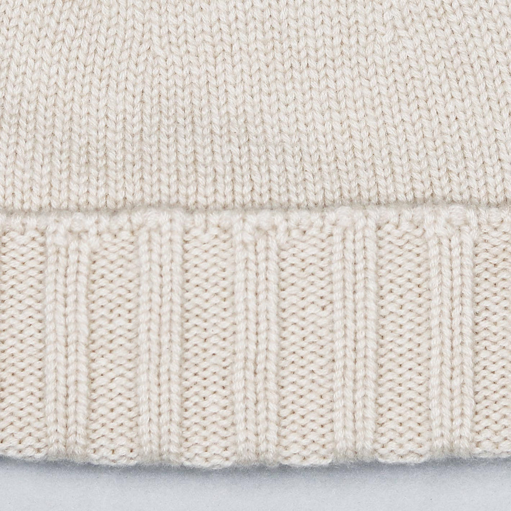 Light Beige Ribbed Cashmere Beanie