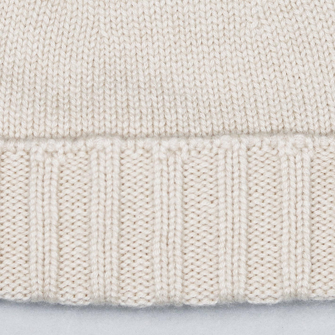 Light Beige Ribbed Cashmere Beanie