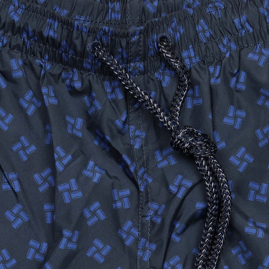 Navy Blue Printed Swim Shorts