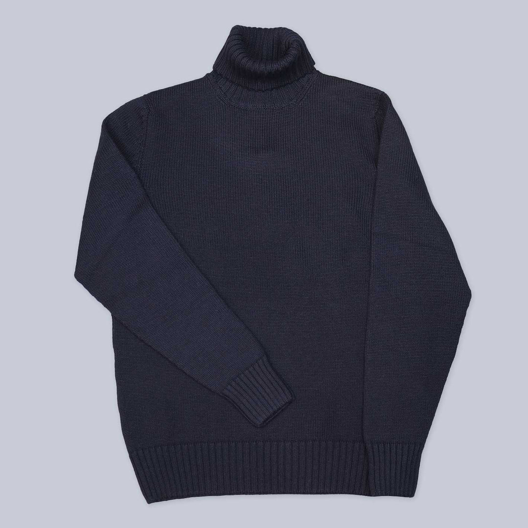 Navy Extra Fine Merino Roll Neck Sweater