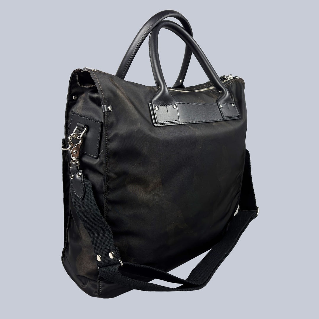 Black Brown Camouflage Canvas Leather Messenger Bag