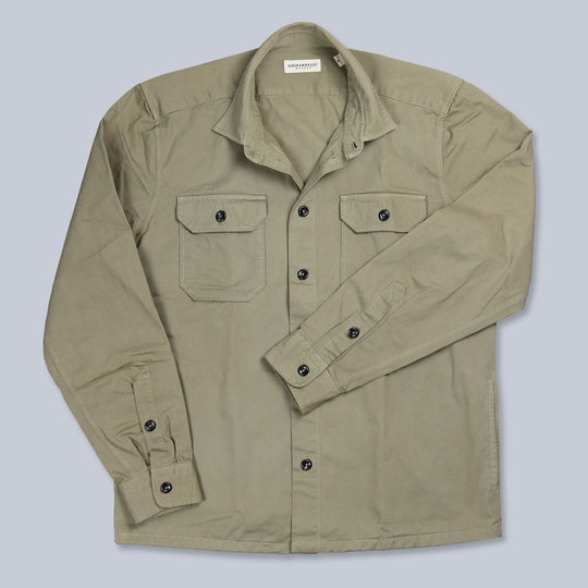 Dark Khaki Heavy Washed Cotton Shirt Jacket