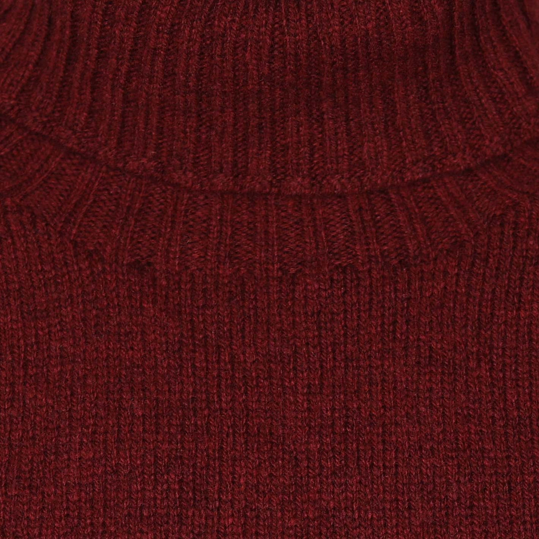 Burgundy Superfine Lambswool Roll Neck Sweater