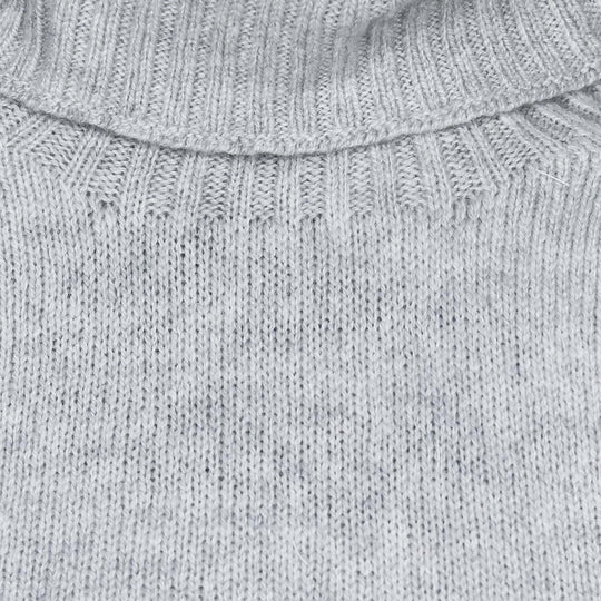 Light Grey Superfine Lambswool Roll Neck Sweater
