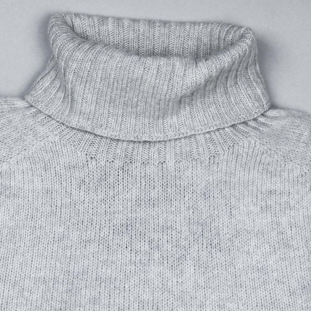 Light Grey Superfine Lambswool Roll Neck Sweater