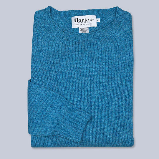 Petrol Blue Superfine Lambswool Crewneck Sweater