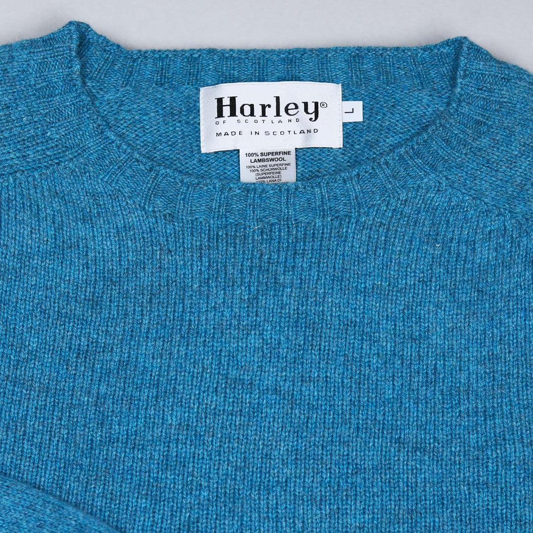 Petrol Blue Superfine Lambswool Crewneck Sweater