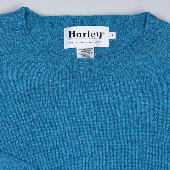 Petrol Blue Superfine Lambswool Crewneck Sweater