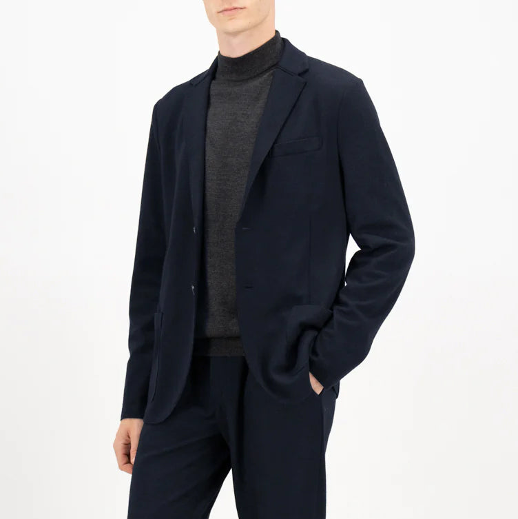 Navy Superfine Merino Wool Blazer