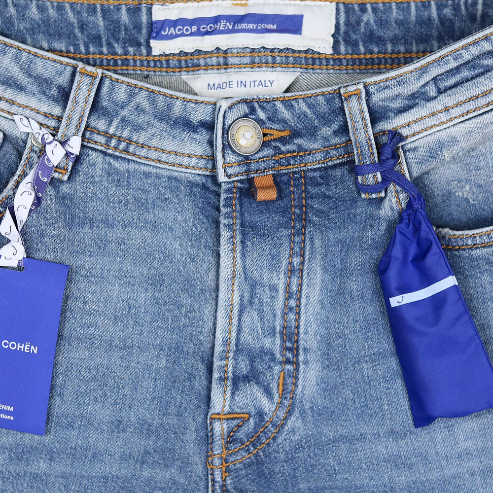 Blue Vintage Wash Denim Slim Fit Trousers