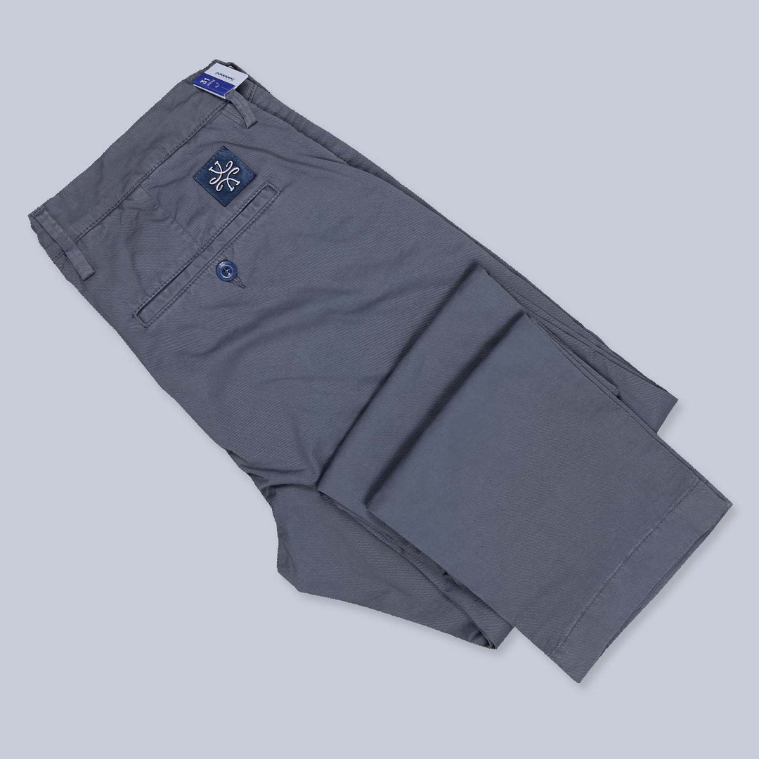 Steel Blue Washed Cotton Trousers